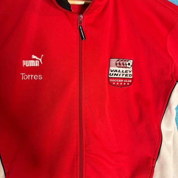 Vintage Puma Valley United Soccer Club Jacket Men’s L Red White Zip Up Training - Picture 2 of 14
